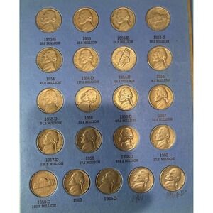 Jefferson Nickel Collection 1938-1963 Whitman Album 62 Coins 13 War Nickels